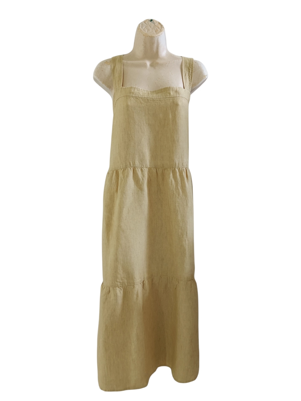 New Eileen Fisher Beige Strapless Linen Tiered Maxi Dress 1X